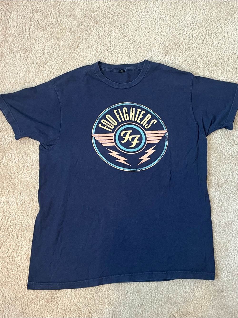 Foo Fighters 2014 Navy Graphic Band Tee Mens Large